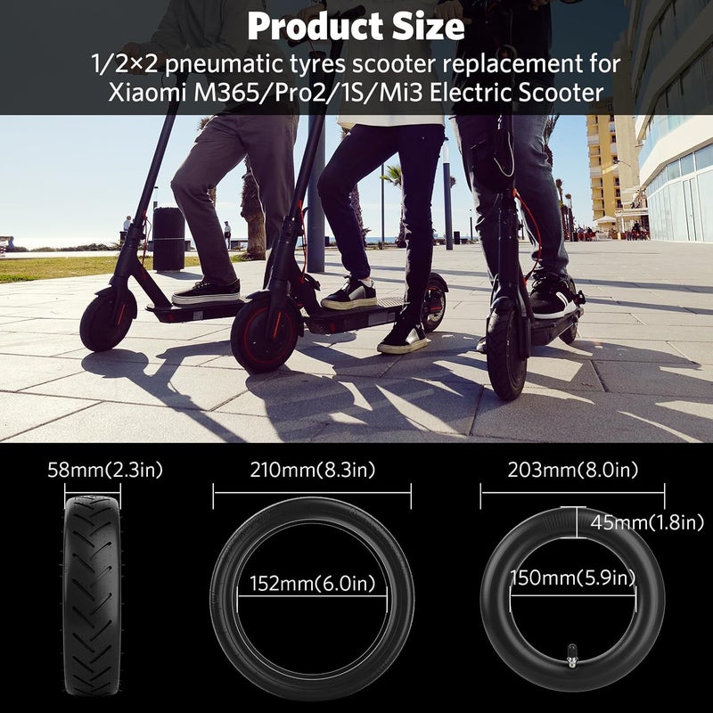 Cooryda 2Pack 8.5 Inches Scooter Inner Tube,8.5'' x 2" Inner,8 1/2x2 Pneumatic Tyres for Scooter Gotrax Gxl V2/Xiaomi M365,8.5x2 Electric Scooter Tire Replacement Wheels for Front/Rear,Gas Scooters - Image 5